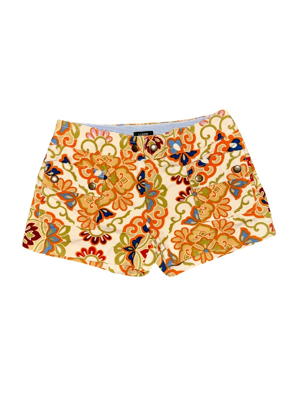 VTG J. CREW ORANGE PAISLEY CITY-FIT SHORTS // SIZE 2⭐️